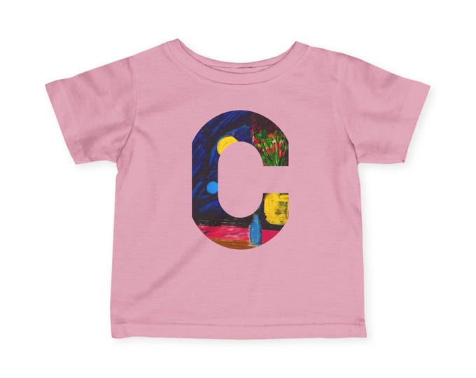 Artistic Infant Tee, Colorful Initial Design, Baby Shower Gift
