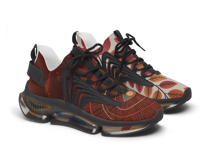 Autumn Leaf Pattern Women's Mesh Sneakers | Fall Leaves Running Shoes