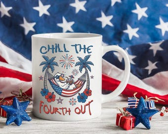 Chill The Fourth Out Mug, Patriotic American Flag Coffee Mug, USA 250th Anniversary Gift
