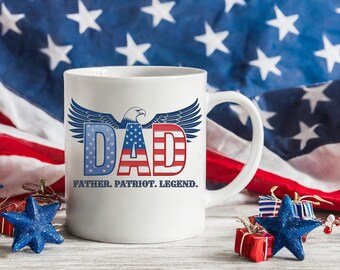 Taza para papá patriótico, taza de café caliente para papá, leyenda patriota, taza del 250 aniversario de Estados Unidos, taza del Día del Padre, regalo del Día del Padre