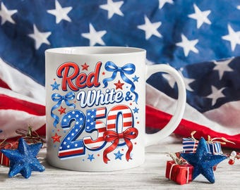 Taza roja y blanca conmemorativa de los 250 años de libertad (1776-2026), taza de café con águila patriótica y bandera estadounidense, regalo del 250 aniversario de EE. UU. para veteranos.