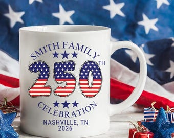 Personalized 4th of July Family Mug, Custom Family Name Mug, Patriotic Coffee Mug, Independence Day Gift, Summer Family Keepsake