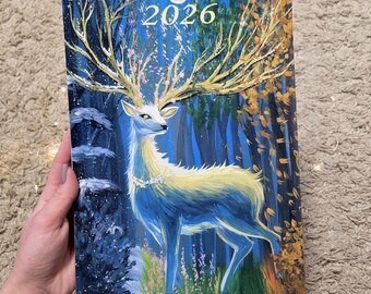 2026 Jährlich Monatlicher Wandkalender mit Aufklebern | Mystische & Mythische Tiere Fantasy Kunst | Illustrierter Tierkalender | Kunst Geschenkidee