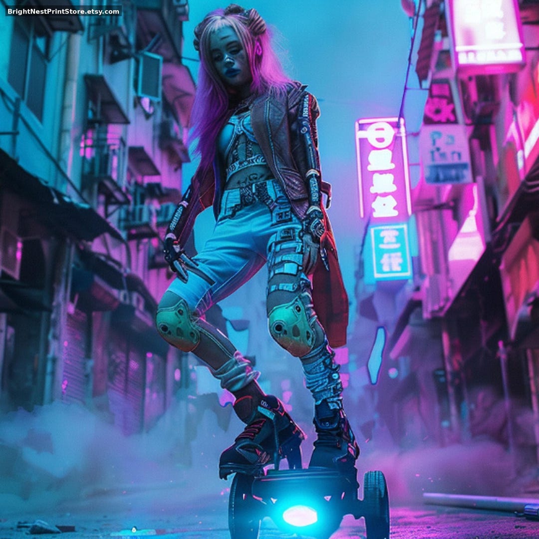 1 Cyberpunk Art, Characters – Neon Goth Hover Girl, Love Portrait ...