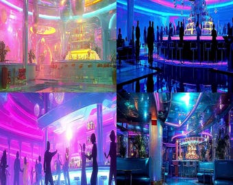 Retro Art, Characters - Futurism Nightclub, Portrait Poster, Futuristic Sci-Fi Wall Art Print