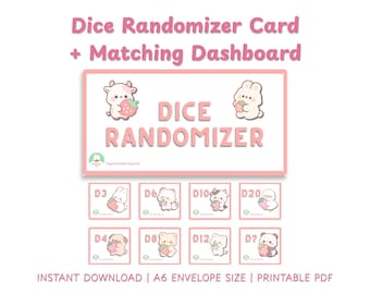 Tarjetas imprimibles para generar números aleatorios con dados de fresa / Selector de dados para tirar y guardar / Herramienta para juegos de acumulación de dinero / Insertos para carpetas de presupuesto / Descarga instantánea