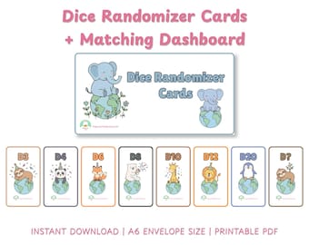 Tarjetas imprimibles para generar números aleatorios con dados de la Tierra / Selector de dados para tirar y guardar / Herramienta para juegos de acumulación de dinero / Insertos para carpetas de presupuesto / Descarga instantánea