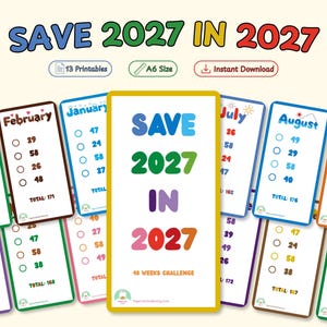 Save 2027 in 2027 Savings Challenge, 48 Week Money Saving Challenge, A6 Cash Stuffing Printable, Budget Binder PDF