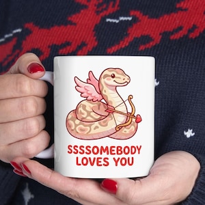 Cupid Snake Valentine Mug | Ssssomebody Loves You | Ball Python Gift | Snake Mom Dad | Reptile Lover Funny | Year of Snake 2025 | Feb 14