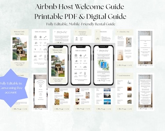 Mobile Airbnb Welcome Guide Template | Editable Canva House Manual | Vacation Rental Guide with Clickable Links + Cleaning Lists