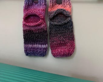 Hand-Knit Wool Yoga Socks: Heel & Toe Access