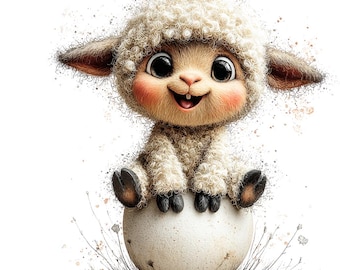 16 PNG Easter Lamb Clipart – Spring Lamb Illustrations (Commercial Use)