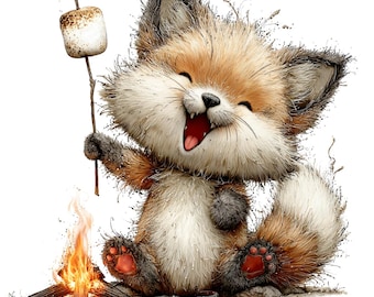 Whimsical Fox Clipart – Watercolor Woodland Animal Illustration (Digital Download)