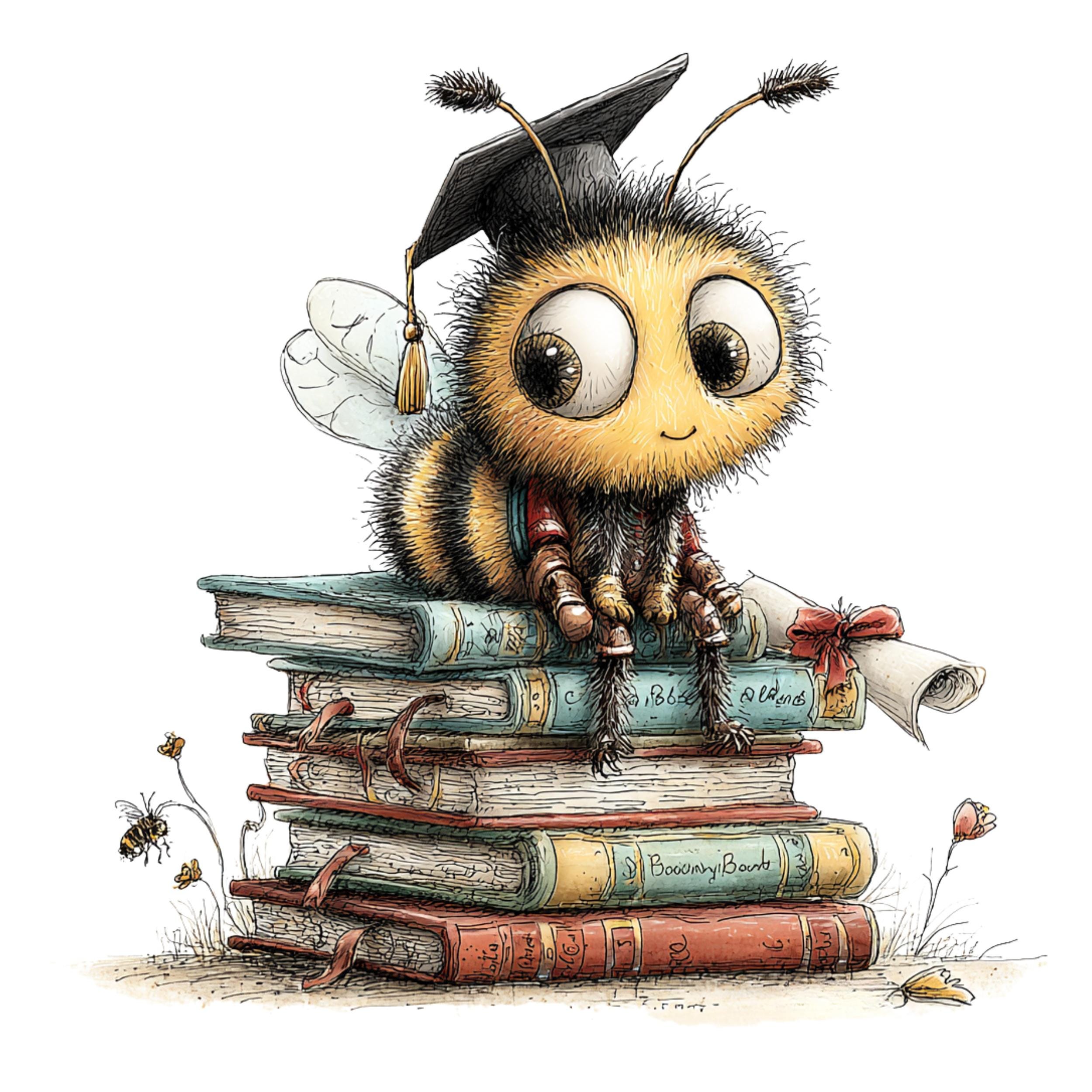 Graduation Bee Clipart Bundle - 23 PNG, Cute Bumblebee Illustration for ...