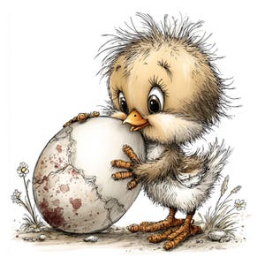 Påskungar Clipart, Nyckfulla Akvarell Ungkycklingar, Vårdjur (24 PNG-filer)