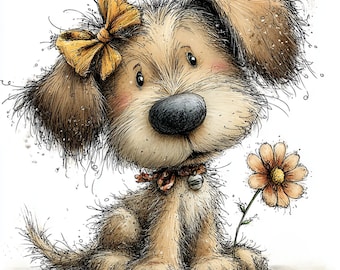 23 JPG Dog Clipart Bundle: Spring Summer Dog Illustrations, Nursery & Scrapbook Graphics - Commercial Use