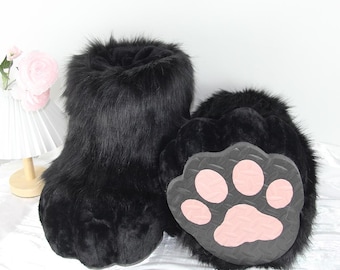 Schwarze Katzen Katzenpfoten: Plüsch Katzenpfoten, schwarze Katzenpfoten, Outdoor Schuhe, Katzenpfoten