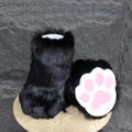 Black Furry Feetpaws: Customizable animal shoes, Fursuit Cat Feet paws, Cosplay Cat Paws, Black Feet Paws outdoor Shoes, Plush paws product logo