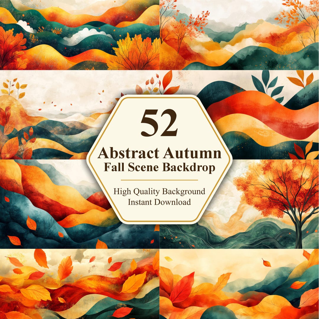 52 Abstract Autumn Fall Scene Backdrop High-res Watercolor Landscape ...