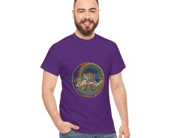 Maglietta con leone arcobaleno psichedelico Brohemians / Maglietta con grafica cosmica vintage