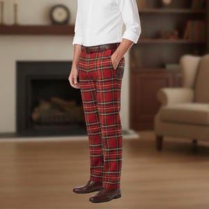 Vintage Plaid Men's Dress Pants
