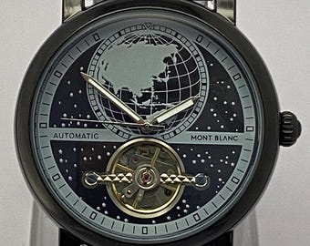 Refurbished Rare Black Dial Automatic Black-Tone Watch 44mm Case Size