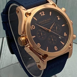 Refurbished Formal Montblanc Blue Dial Chronograph-Date Watch Quartz Swiss Made