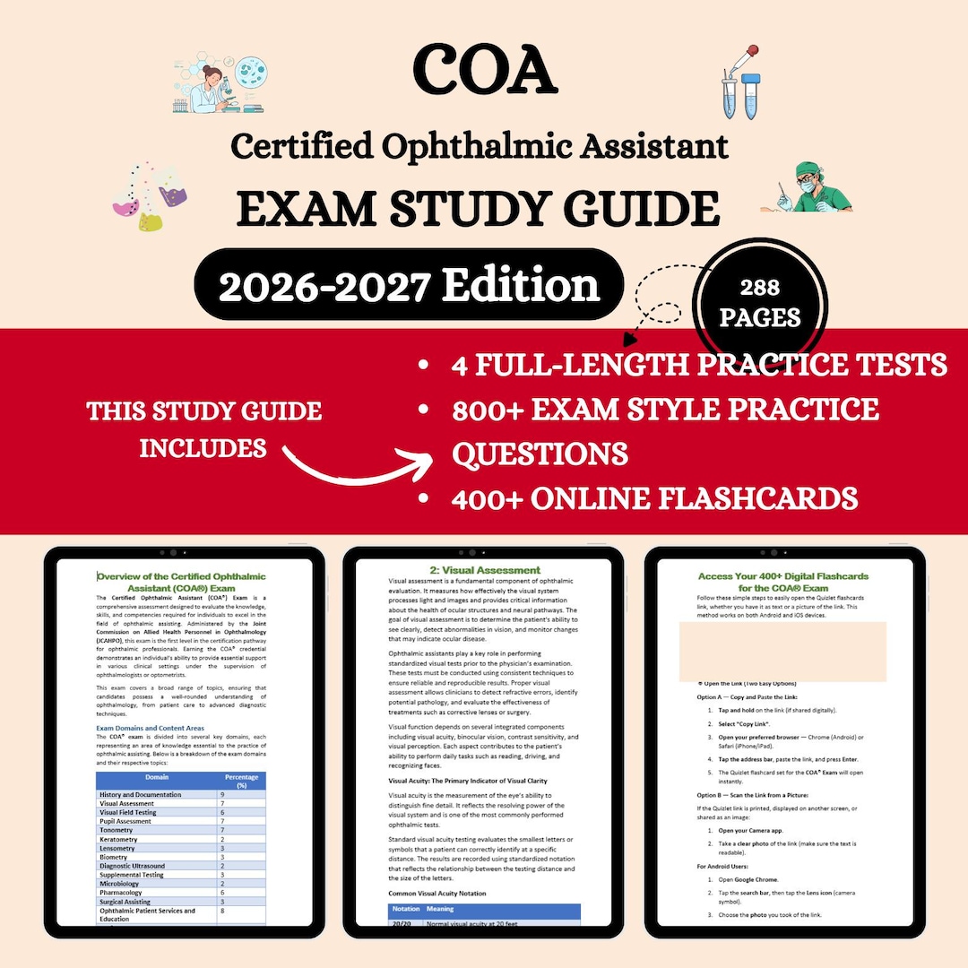 Coa Exam Review 2026 | Ophthalmic Assistant Study Guide | Opthalmic ...