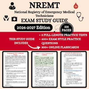 Repaso para el examen Nremt 2026 / Guía de estudio Nremt / Guías de estudio EMT / Examen Nremt / Tarjetas de estudio Nremt / Examen de práctica Nremt / Nremt / Nremt EMT 2026