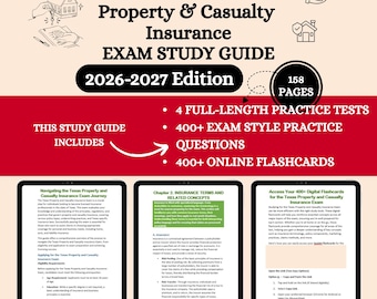 Guia de Estudos para o Exame de Seguros de Propriedade e Acidentes do Texas 2026 | Guia de Estudos para Seguros de Propriedade e Acidentes | Exame de Imóveis do Texas com Respostas | Exame de Seguros do Texas
