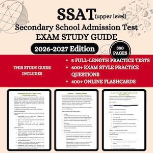 Pode incluir: Guia de estudo para o exame SSAT (nível superior) 2026-2027. Inclui 330 páginas, 5 testes práticos completos, mais de 600 questões de estilo de exame e 400+ flashcards online. Para testes de admissão ao ensino secundário.