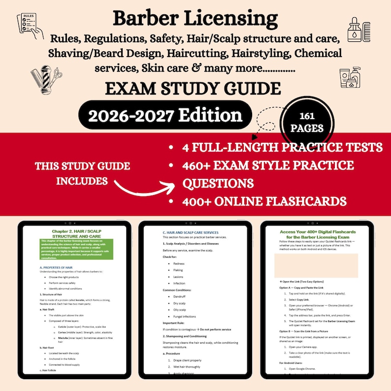 Barber Review 2026 | Barber Licensing Exam Study | Barber Exam Review Book | Barber Exam ...