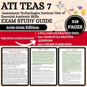 Ati Teas 7 Exam 2025 | Ati teas 7 actual exam test | teas 7 study guide | Ati Teas 7 Exam Prep | Ati Teas Exam | ati teas Flashcards