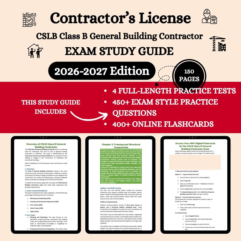 Contractor Study Guide General Building Contractor Review 2026 | General Contractor Ebook ...
