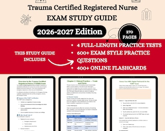 Guia de Preparação para o Exame TCRN 2026 | Enfermeiro(a) Registrado(a) Certificado(a) em Trauma | Guia de Estudo para o Exame TCRN | Livro de Exercícios TCRN | E-book de Estudo TCRN | Anotações TCRN