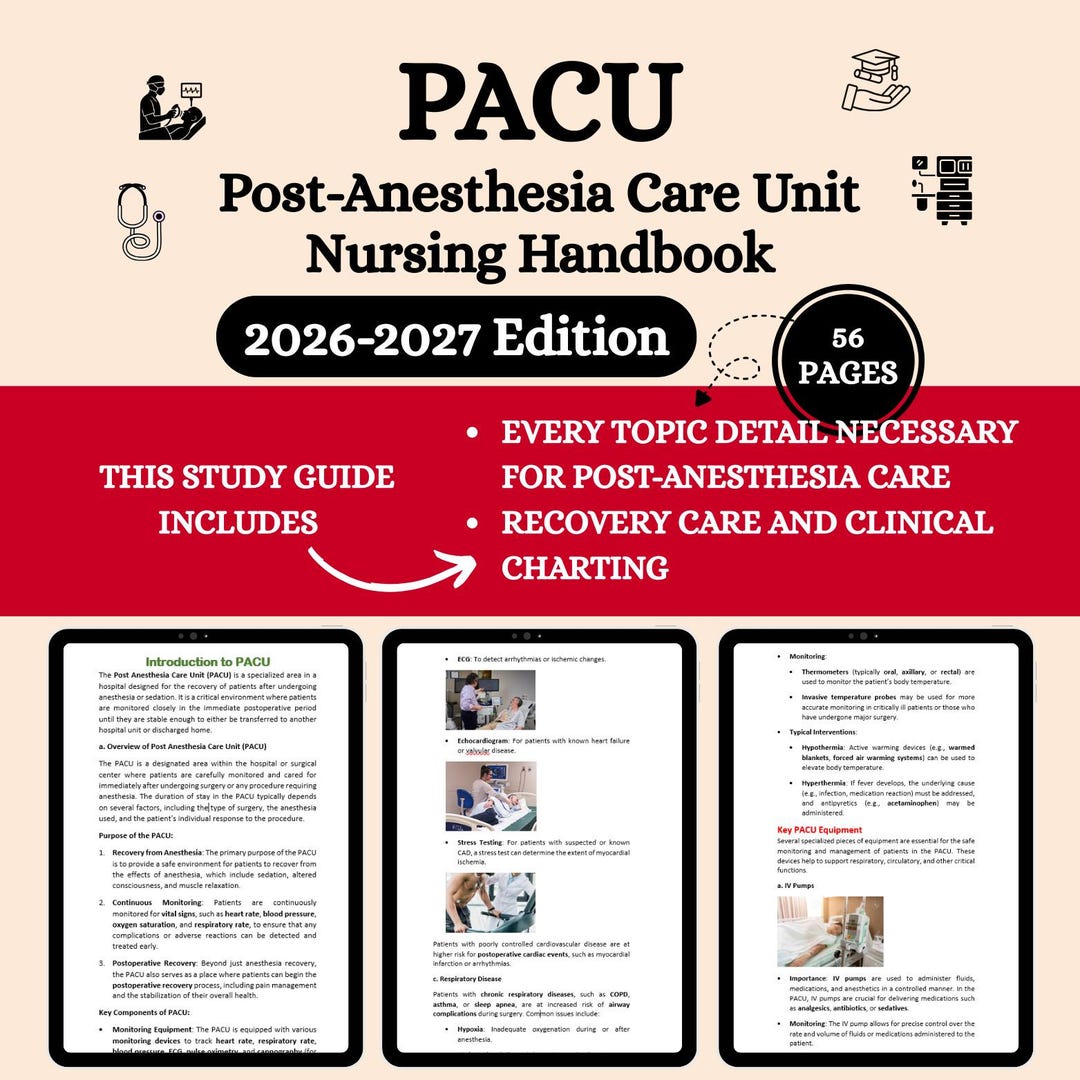 Pa Uc Handbook.pdf Pacu Review 2026 | Pacu Study Guide | Post Anesthesia | Post Anesthesia ...