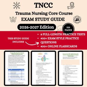 Tncc-examenbeoordeling 2026 | Tncc-eindexamen 9e editie | Kerncursus Tncc Trauma Nursing | Tncc-examen | Tncc-flashkaarten | Tncc | Voorbereiding op Tncc-examen
