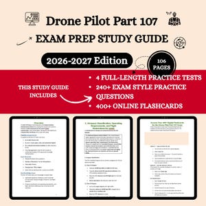 Drone Pilot Part 107 Exam 2026 | Pilot Certificate Test Prep | Drone Pilot Exam Study Guide | Pilot Study Guide | Drone Pilot Exam