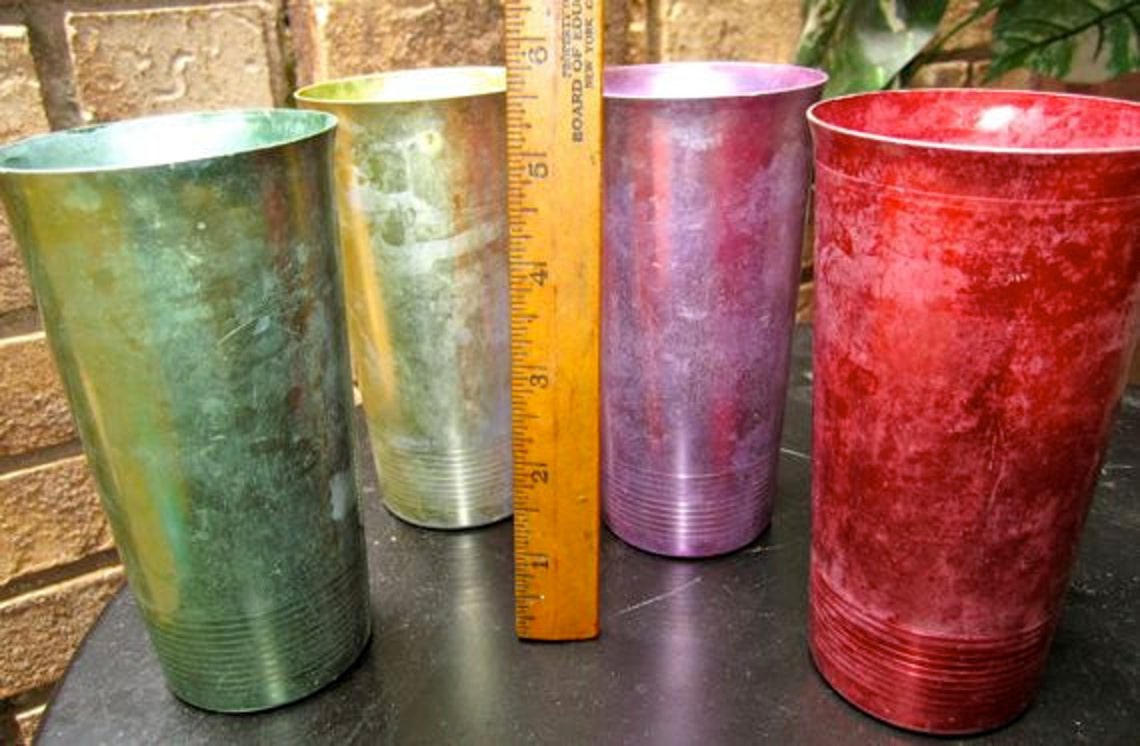 Vintage aluminum drink cups set of four by Hawthorn Etsy