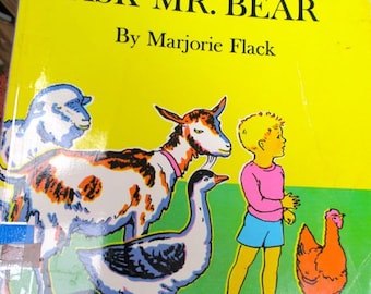 Child's book Ask Mr. Bear softcover story by Marjorie Flack Vintage picture book kids literature paperback Mother Boy Bear Hugs Love gift