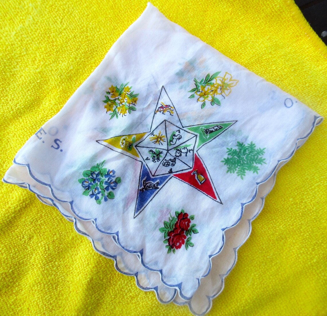 Vintage Eastern Star handkerchief hankie Order of Eastern Star Etsy