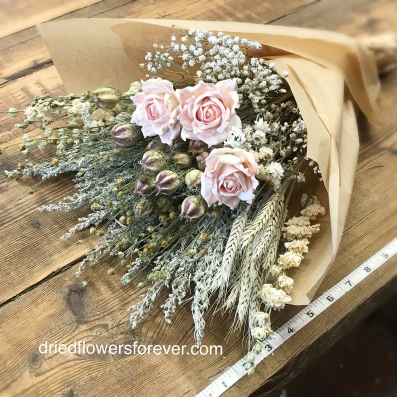 Pale Peach Pink Dried Flowers DIY Bundle Bouquet Ships Etsy