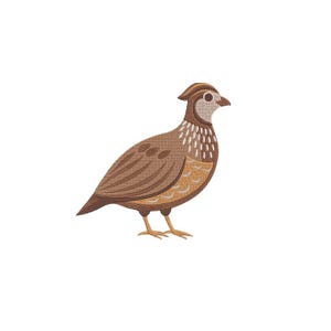 Wachtel-Stickmuster | Stickdatei für Wildvögel | Applikationsmuster für Jagdvögel | Stickmuster für Wildtiere | Sofort-Download