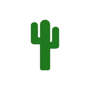 Puede incluir: Un parche con forma de cactus de color verde que presenta una superficie texturizada con una columna central vertical y dos brazos laterales que se extienden hacia afuera. El diseño es simétrico y muestra un color verde sólido y plano.