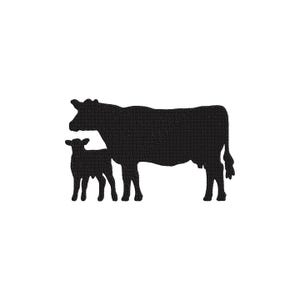 Cow and Calf Embroidery Design, Farm Animal Embroidery Pattern, Mother Cow and Baby Calf Silhouette, Rustic Farmhouse Embroidery File
