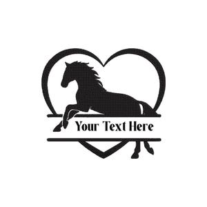 Monograma de Cavalo com Coração, Moldura Personalizada com Cavalo, Arquivo de Corte Cricut para Amantes de Cavalos e Animais de Fazenda, Download Digital para Bordado à Máquina com Tema Western
