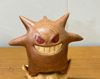 手作り木製ゲンガー置物、ポケモン木製デスク装飾、ゲーマーコレクター