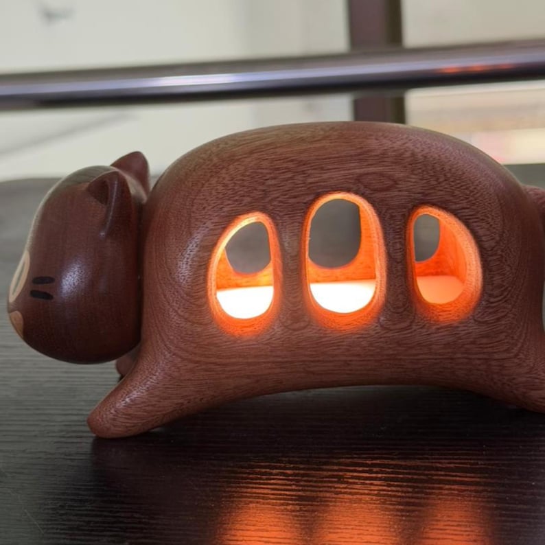 Totoro Cat Bus Holznachtlicht, Studio Ghibli inspirierte Lampe, Kawaii Anime Kinder Geschenk Bild 6