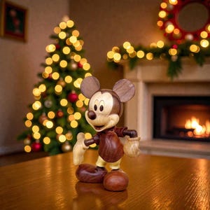 Old Style Mickey Mouse Wooden Figurine Cartoon Character Home Decor Shelf Display Gift image 4