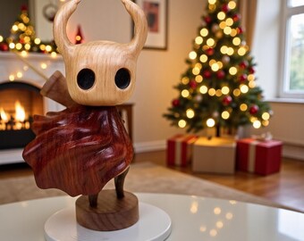 Male Hollow Knight Wooden Figure - Handcrafted Video Game Figurine, Gamer Desk Decor Gift
